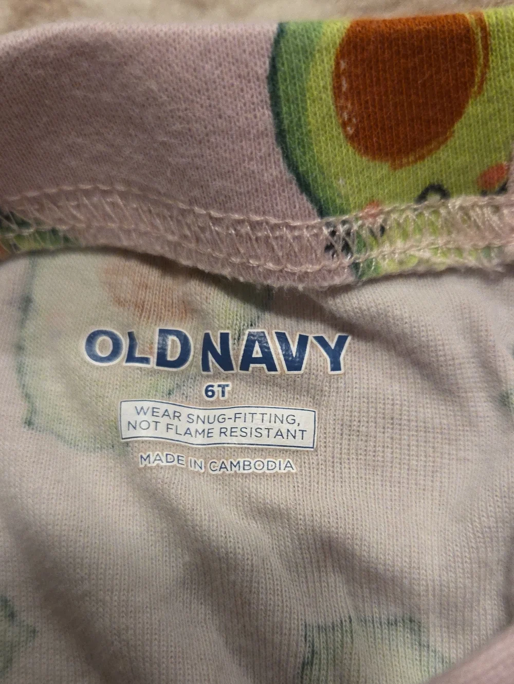 Old Navy 4 Piece Avocado Cat Pajama Set